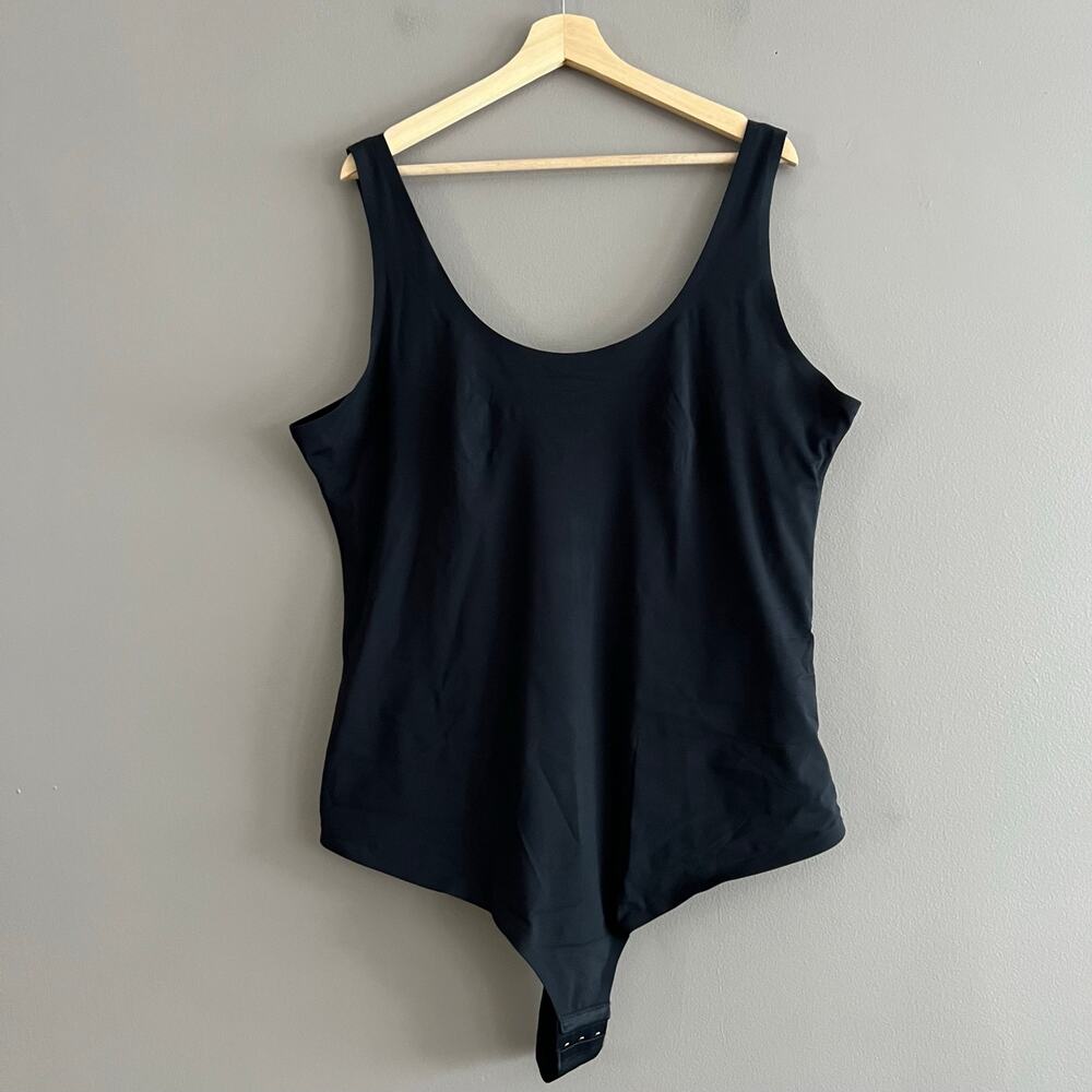 Pinsy Shapewear Bodysuit Womens 3XL Long Bonded Scoop Tank Hourglass Black Thong